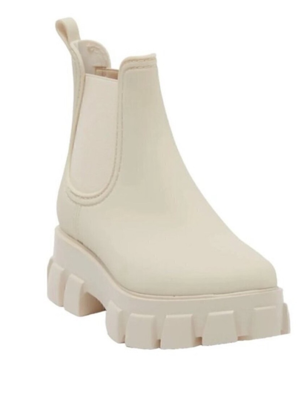 JEFFERY CAMPBELL Pleu Platform Lug Sole Chelsea Rain Boot in Cream Size US 6